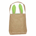 Cute Rabbit Ear Design Custom Logo Jute Organic Cotton Shopping Bag Tote Bags Kids Gift Bags